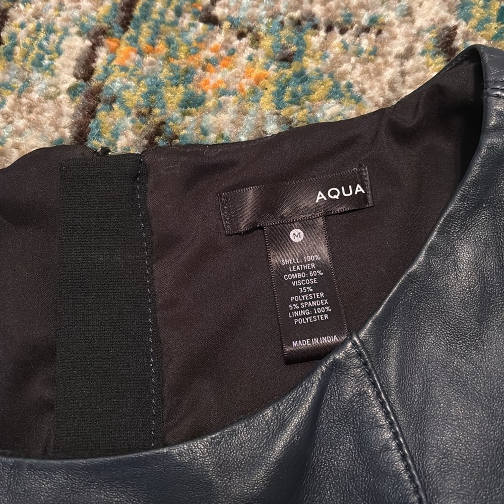 AQUA Dark Navy Leather Dress, Size Medium - Picture 5 of 7